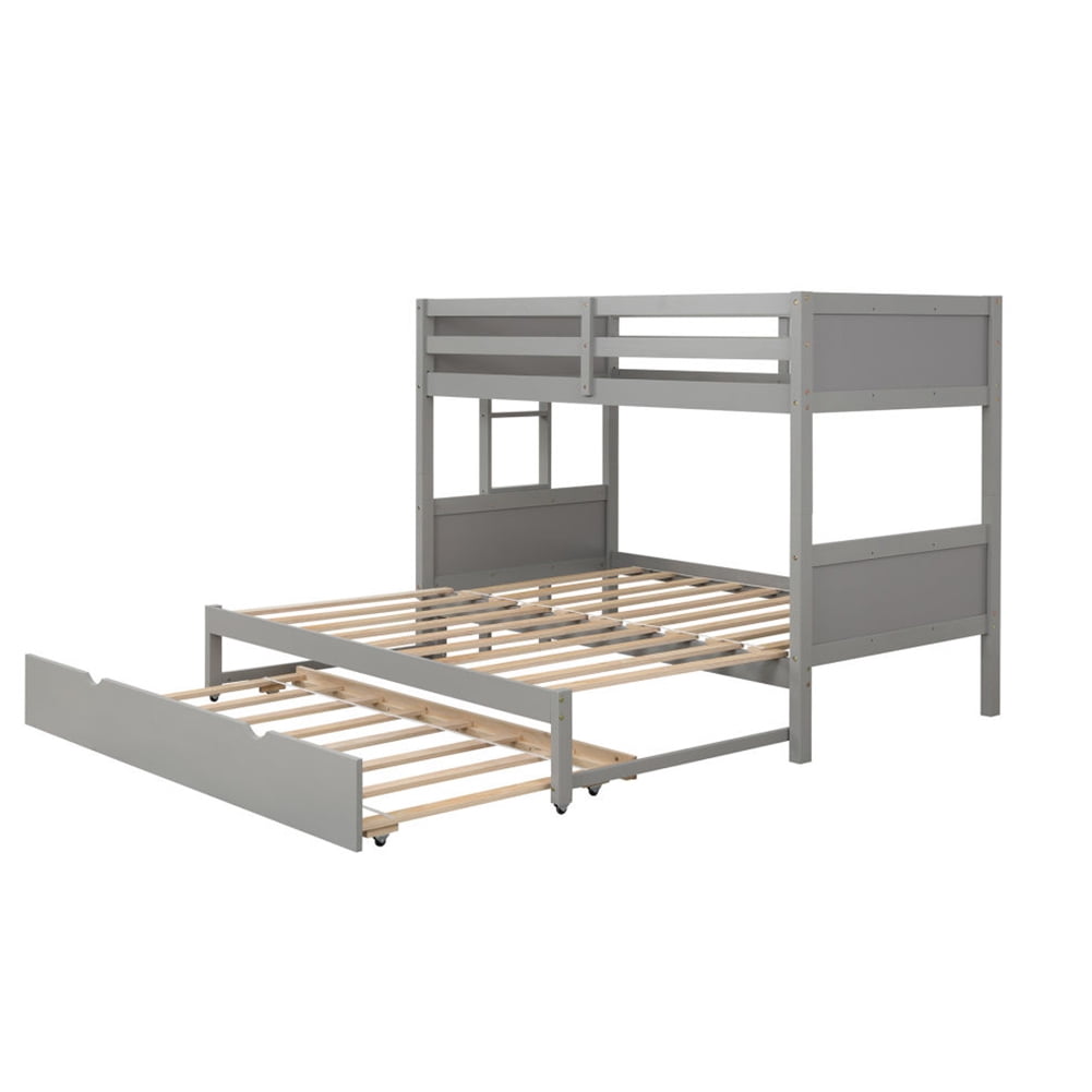 Kepooman Home Wood Twin Bunk Bed with Ladder and Safety Rail for Children, Grey Kepooman Home Wood Twin Bunk Bed with Ladder and Safety Rail for Children, Grey