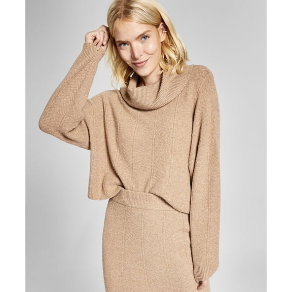 And Now This Women's Long Sleeve Cowlneck Sweater Med Camel Size S