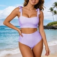 thumbnail image 2 of XIYON Womens Bikini Sets Tie Shoulder Bikini 2 Piece Striped Swimsuits High Waisted Bathing Beach Vacation 2026 Classic, 2 of 5