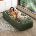 thumbnail image 2 of Miniyam Adjustable Folding Floor Chair Convertible Sofa Bed in Corduroy for Living Room Bedroom, Green, 2 of 7