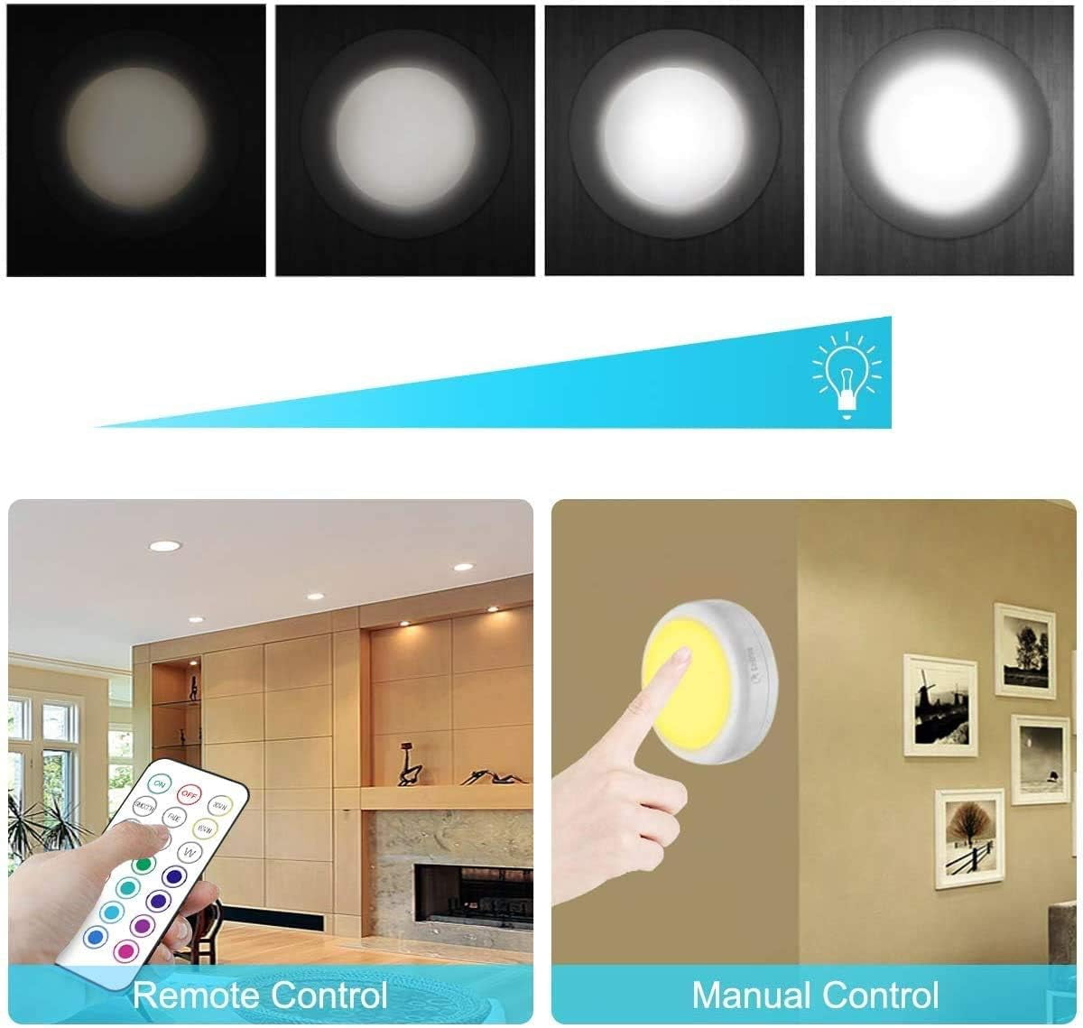 JJEAN-Puck Lights, 13 Colors Changeable LED Puck Lightings, Battery Powered Dimmable Under Cabinet Lights, Battery Operated Lights with 1 Remote Controls for Kitchen(3 Pack)