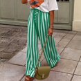 thumbnail image 4 of Womens Pants Colorblock Stripe Print Trousers Loose Straight Casual Summer Fall Work Pants Women Green M, 4 of 5