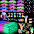 thumbnail image 2 of Micrency  142Pcs Glow in the Dark Party Supplies Light Up Toys Dance Party Favors for Kids,Carnival Neon Toys Bulk Party Pack With Glow Sticks, Glasses, LED Foam Light Sticks, Ring、Hairbands, 2 of 7