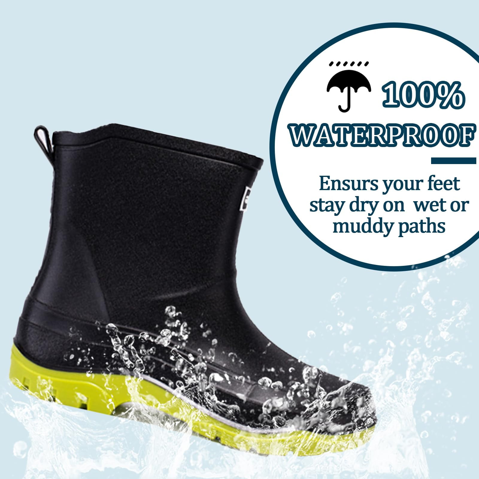 AUXDIQ Rain Boots Women Short Ankle Waterproof Rain Shoes Outdoor Garden Shoes