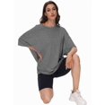 thumbnail image 2 of Women's Oversized Short Sleeve Crewneck T-Shirt - Casual Basic Tee, Summer Comfort Top, Relaxed Fit Shirt, 2 of 6