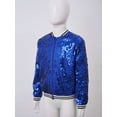 Mufeng Kids Girl's Sequin Baseball Jacket Long Sleeve Fullzip Bomber