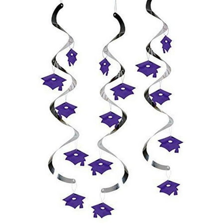 Hoffmaster Group 031329 Mortarboard Dizzy Danglers, Purple - 5 per Case - Case of 6