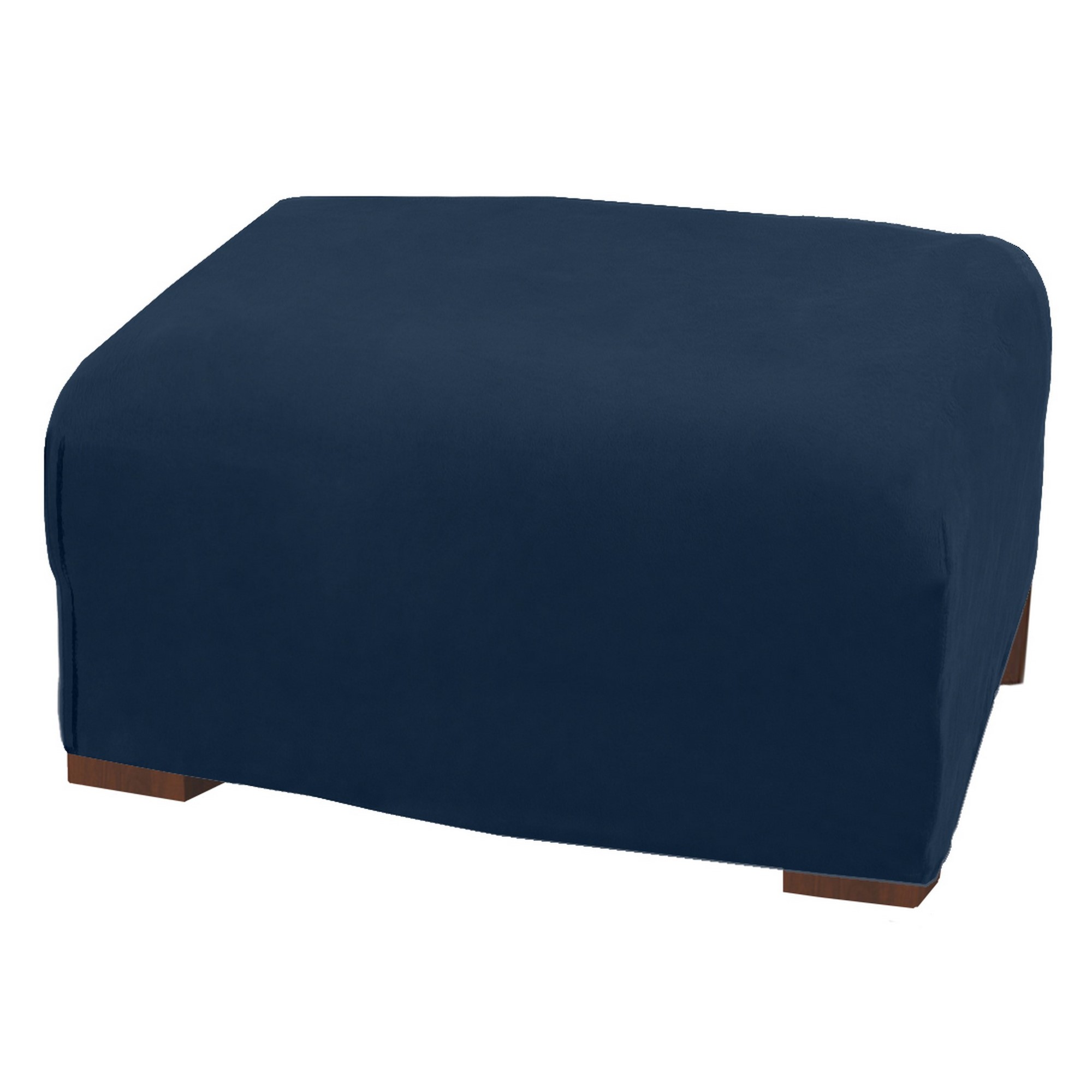 Great Bay Home 1-Piece Jersey Knit Ottoman Stretch Slipcover, Navy