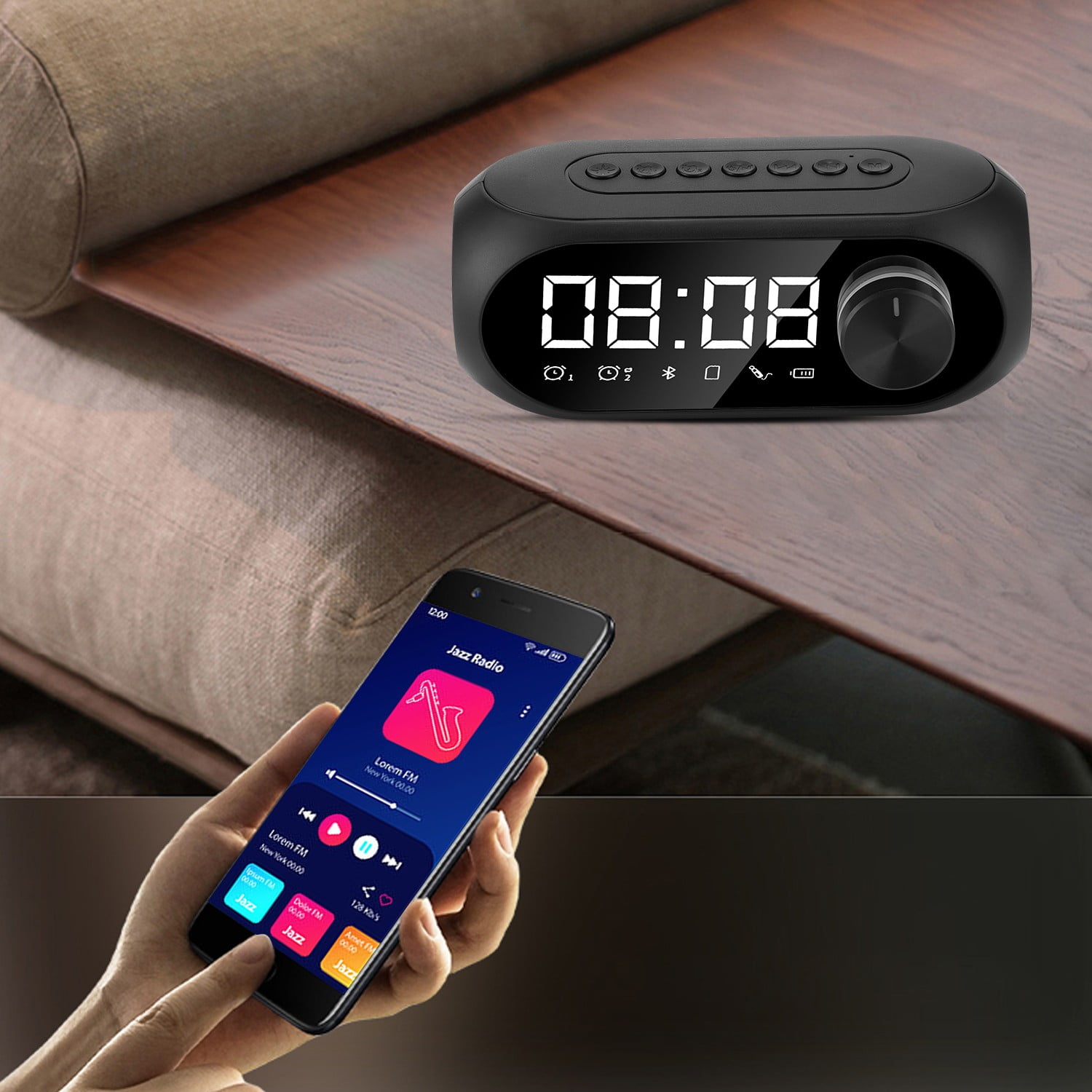 Radio-réveil FM Blaupunkt Bluetooth 60 présélections écran LED Horloge avec  double alarme et fonction snooze
