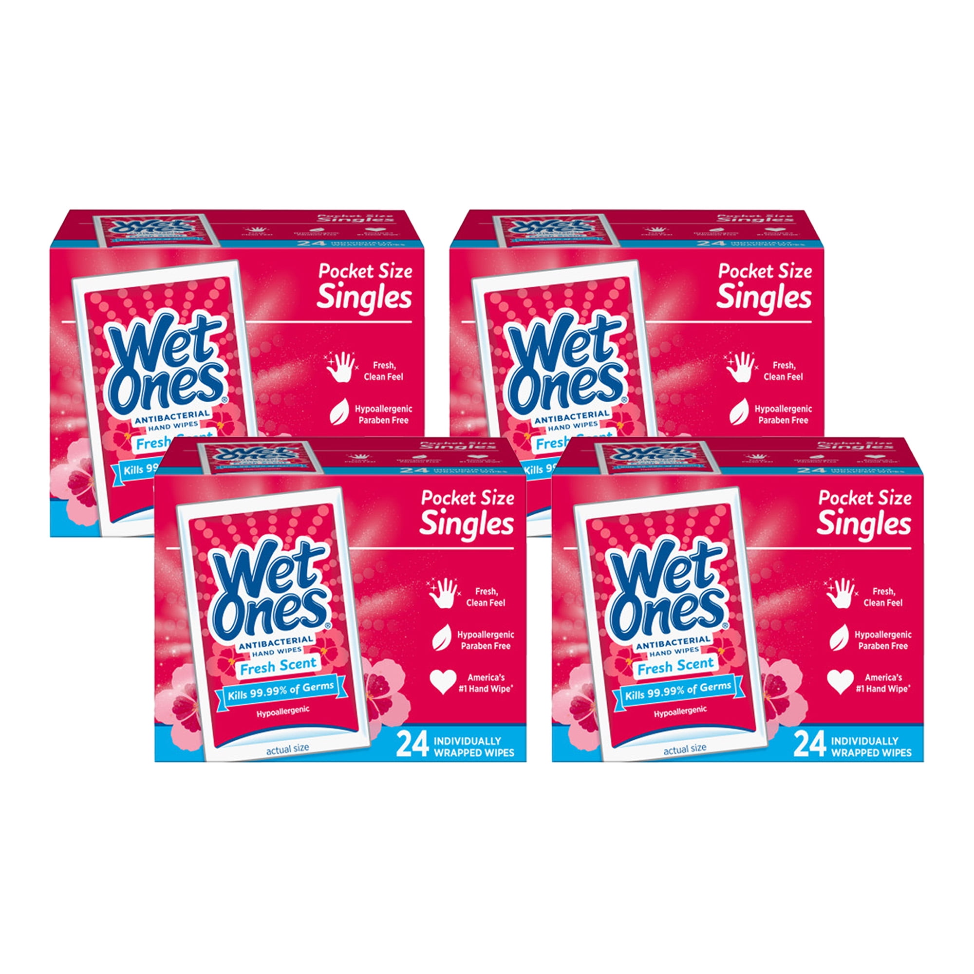 1 Box of 192 Singles Bulk Wet Ones Singles Antibacterial Cleansing Wipes 