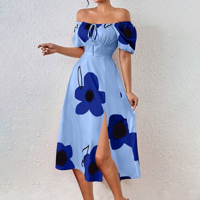 Styesk Robes pour Femmes Dames Décontractées Style Vacances Robe Imprimée Robe de Plage
