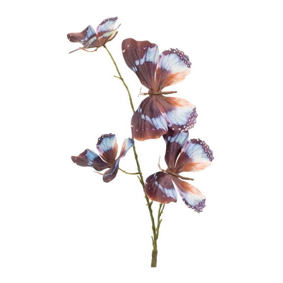 Melrose Artificial Butterfly Sprays - 32" - Brown and Blue - Set of 6