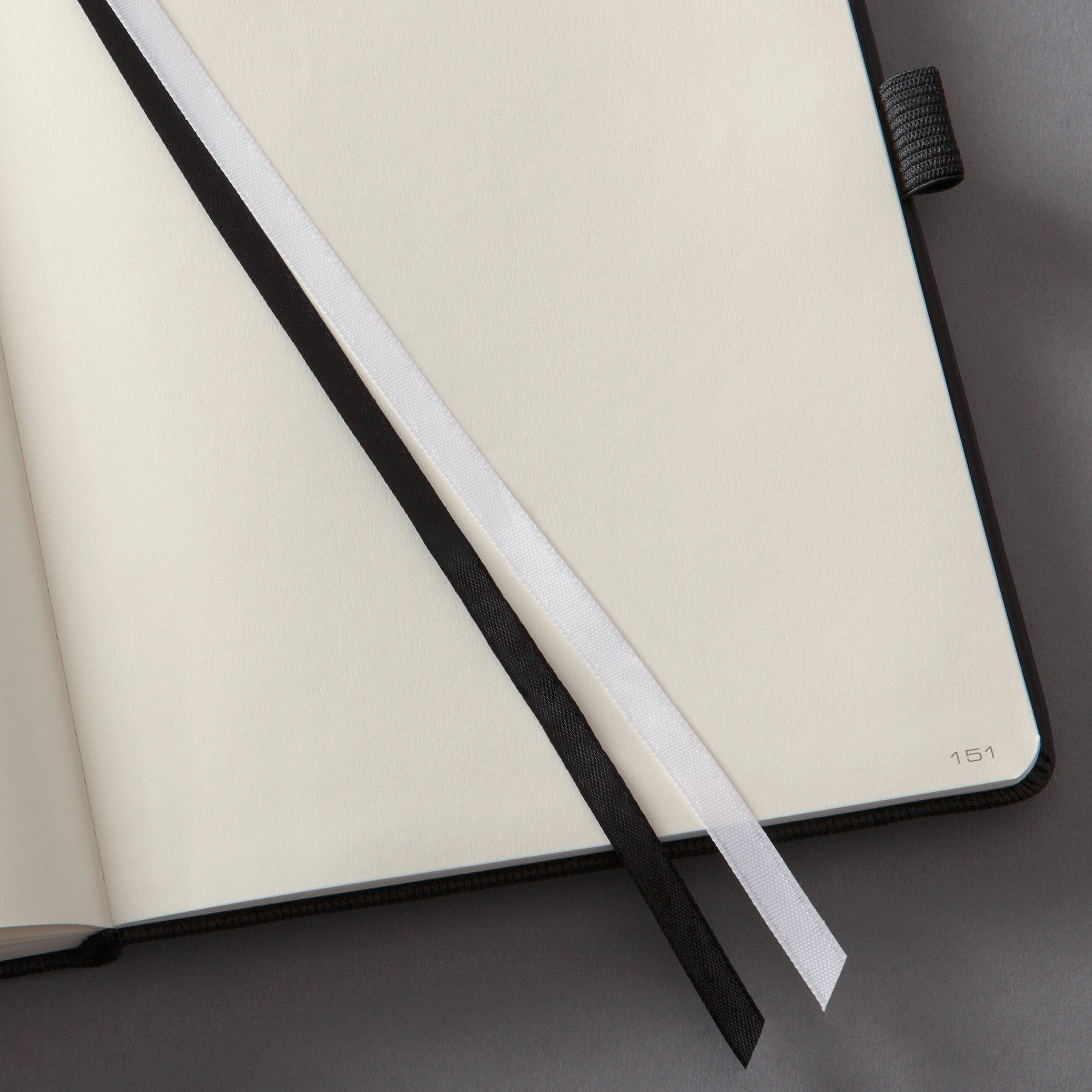 Sigel Hardcover Blank Notebook with Elastic Closure, Black, A5 Journal Size (SGA5HEB-BK)