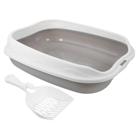 BESTYASH Semi-Enclosed Cat Litter Box ABS Grey Durable Construction for All Cats