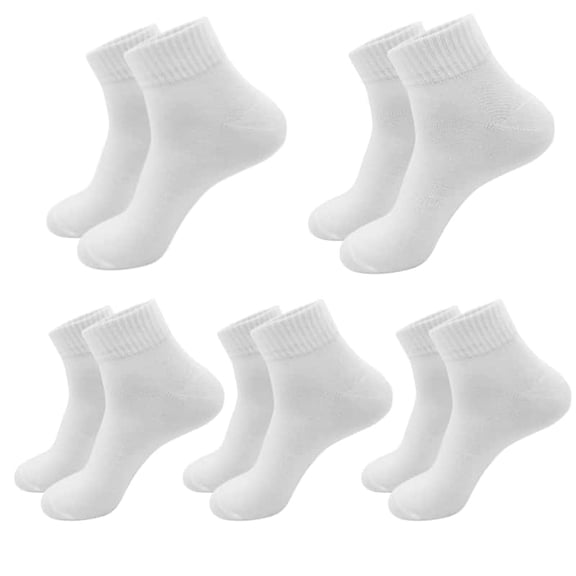 LANYC OMGYL Women's Organic Cotton Ankle Socks - 5 Pairs One Size White