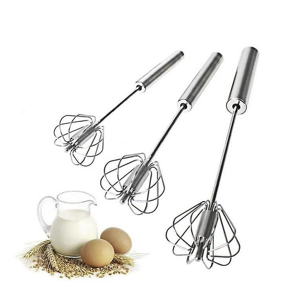 Semi-automatic Mixer Egg Beater Manual Self-rotating Stainless Steel Egg Beater Hand Mixer Egg Cream Stirring Kitchen Tool