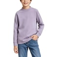 thumbnail image 2 of OGLCCG Boy's Thermal Top Cotton Mock Neck Long Sleeve Shirts for Boys Fall Winter Basic Layering Undershirt(Purple,4-5 Years), 2 of 5