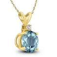 thumbnail image 2 of SZUL Women's 14K Yellow Gold 5MM Round Aquamarine and Diamond Pendant, 2 of 5