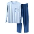 thumbnail image 1 of toraway Ensembles de Pyjamas pour Hommes Vêtements de Loisirs Ensemble de Pyjama Col Rond Manches Longues Haut et Pantalon Extensible avec Poche Couleur Unie 2 Pcs Vêtements Décontractés pour Hommes Vêtements de Maison L, 1 of 4