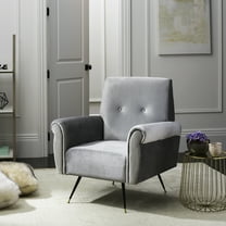 SAFAVIEH Mira Retro Mid Century Accent Chair, Light Grey Velvet