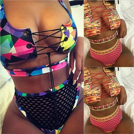 - Sexy Womens Bikini Set Lace Push Up Padded Bra Mesh Swimsuit Bathing Suit Swimwear