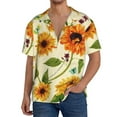 thumbnail image 3 of KLL Sunflowers And Butterflies Print Men's Shirt Short Sleeve Button Down Summer Cuba Beach Shirts- Large, 3 of 7
