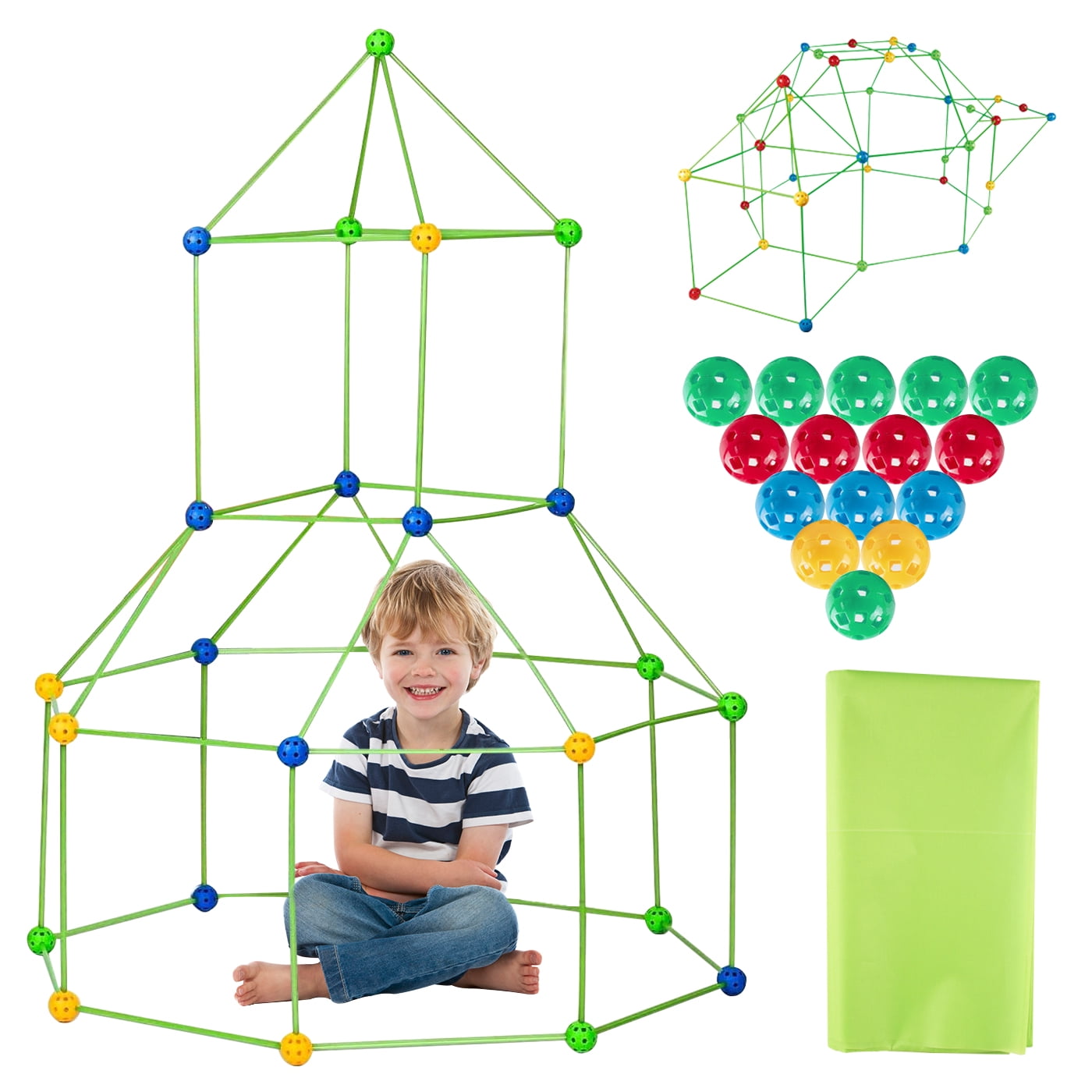 Agoplee Fort Building Kit for Kids, 174 Pcs Fort STEM Building Toys Creative Play Tent for Boys & Girls Ages 4+, Kids Fort Building Set Create Tents, Castles, Tunnels, Rockets & More