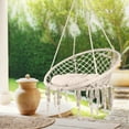 thumbnail image 6 of 2 PCS Macrame Hanging Swing Chairs, Handmade Knitted Hanging Chair with Medium Cushion, Hammock Chair for Living Room, Yard, Adults, Balcony, 6 of 8