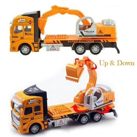 Bingkers Toy Cars 1:48 Scale Excavator Truck Model Alloy Construction Vehicles Pull Back Cars Children Kids Mini Engineering Toys for 3-12 Year Old Boy Christmas’s Gift for