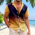 thumbnail image 4 of Shirts for Men Gradient Hawaii Stylish Short Sleeve Button Down Lapel Blouses Holiday Seaside Casual Loose Summer Tops Yellow M, 4 of 4