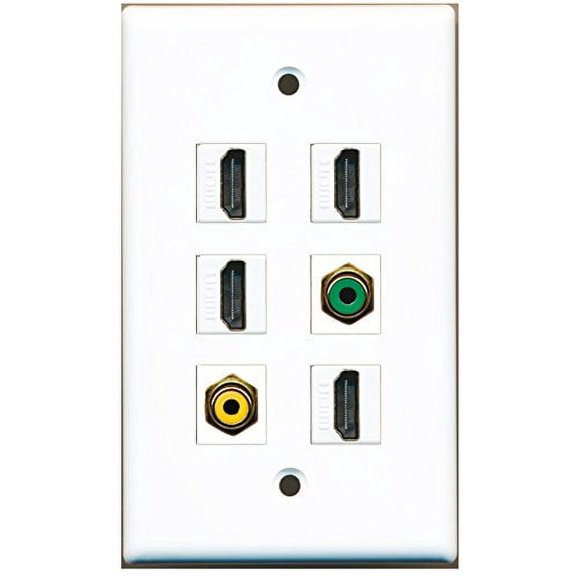 RiteAV - 4 HDMI 1 Port RCA Yellow 1 Port RCA Green Wall Plate