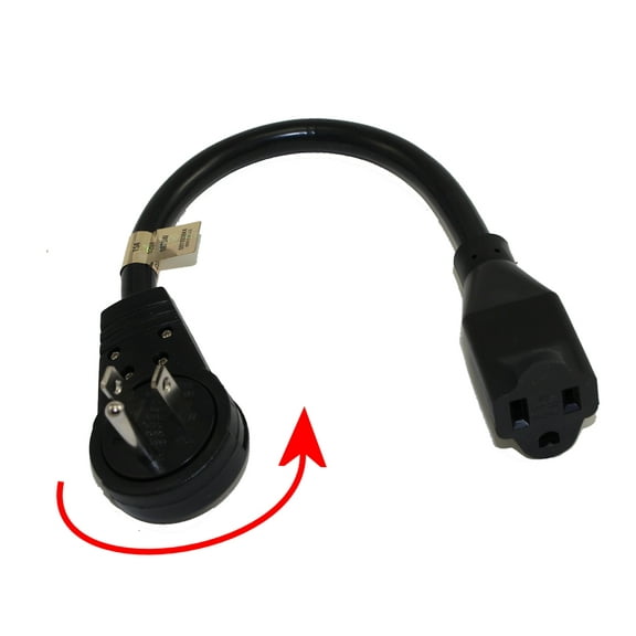 My Cable Mart 14 Gauge 6ft Black 1 Outlet Flat Rotating Extension Cord