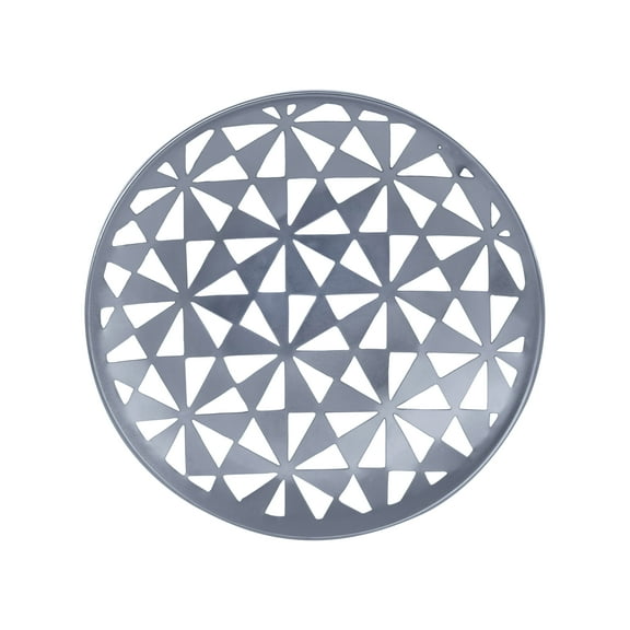 De Kulture Works Decorative Plate Silver Round Finish Iron Tray, Centerpiece 9 inches