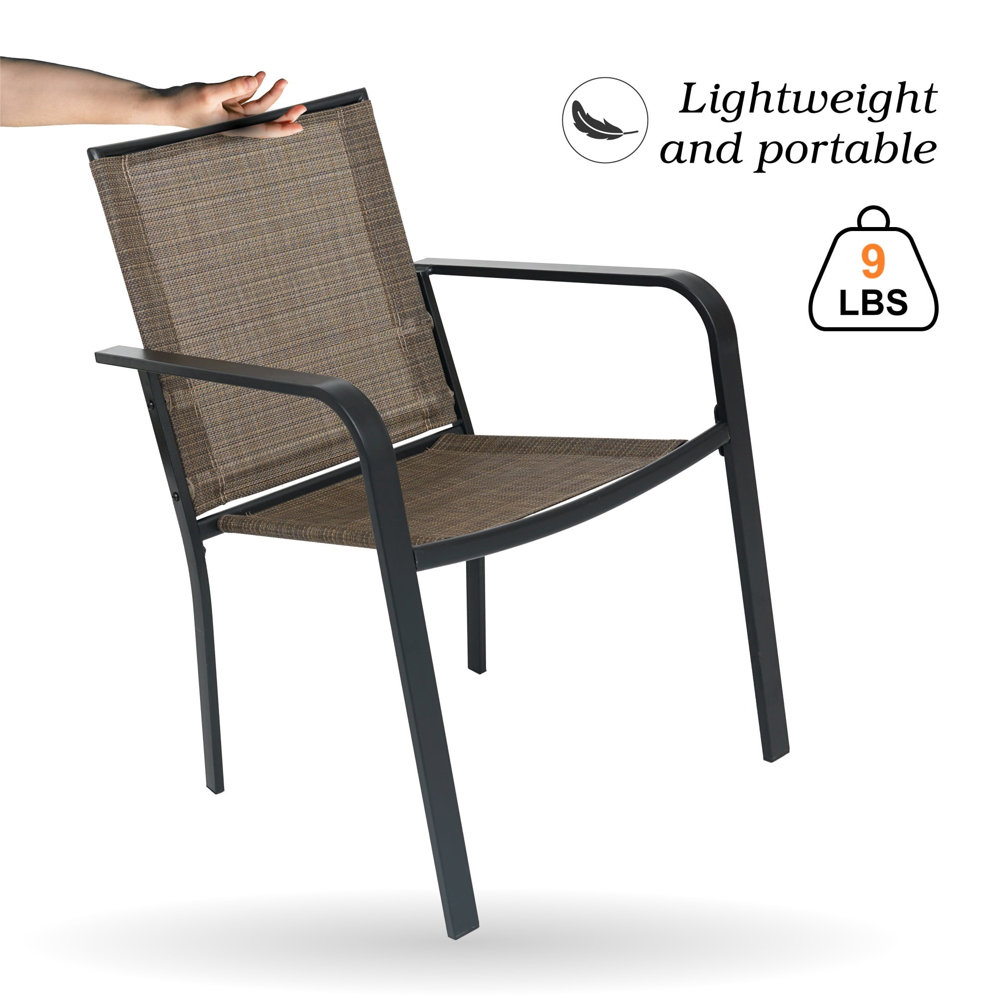 7-Peices Outdoor Patio Dining Set Stacking Chairs and 48" Round Table Furniture Set for 6 Person