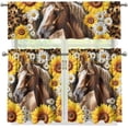 thumbnail image 3 of Sunflower Horse Kitchen Curtains Over Sink Rod Pocket Curtain Drapes for Bathroom 3 Piece Set Swag Valances and Tier Set for Bedroom Cafe, 3 of 6