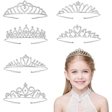 6 Pack Silver Dazzling Rhinestone Crown Headbands for Kids Girls Teens Women Brides, Wedding Birthday Party Prom Princess Crystal Tiaras