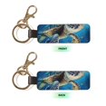 thumbnail image 2 of Wukai Watercolor Turtle Print Leather Car Keychain, Universal Key Fob Keychain, Leather Key Chain Holder for Men and Women,360 Degree Rotatable, 2 of 5