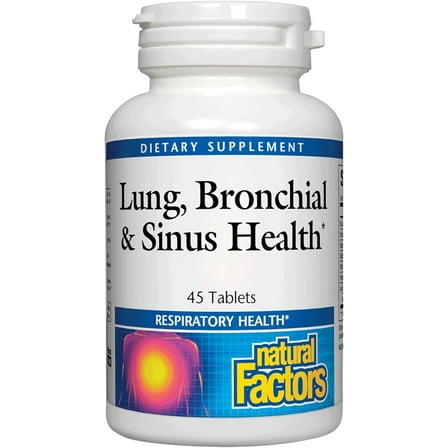 Natural Factors Lung, Bronchial & Sinus Health, Natural Supplement for Respiratory Health and Easy Breathing, 45 Tablets