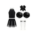 thumbnail image 2 of YiZYiF Girls Cheerleading Costume Outfit Set Sleeveless Top with Pleated Skirt for Stage Performance A White&Black 10, 2 of 5