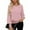 Pink, variant on Caywon Women's Solid Color Crew Neck Sequin Panel Long-Sleeve Top Shiny Sequin Accents Soft Fabric for Daily Wear Holiday Parties and Christmas Season Outfits