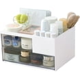 thumbnail image 1 of Makeup Organizer with 2 Drawers, Desk Organizer, 4 Compartments, Cosmetics Storage Box for nail polish,Lipstick, Brushes, Jewelry, Skincare, Bathroom, 1 of 4