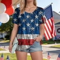 thumbnail image 6 of Yindaity Womens Patriotic Shirt American Flag Patriotic T-Shirt Women 4th of July Gift Shirt USA Flag Stars Stripes Graphic Short Sleeve Casual Tops(Dark Blue,S), 6 of 7