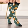 thumbnail image 5 of FORMRS Womens Knee High Socks Casual Long Thick Travel Daily Wear, 2 Pairs, Green Floral Orange, 5 of 6