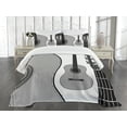 thumbnail image 3 of Ambesonne Guitar Quilted Bedspread Set 3 Pcs, Folk Country Music Theme, King Size, Black White, 3 of 5
