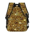 thumbnail image 4 of Gold Pattern Of Hexagons Backpack Casual College Bag Zipper Laptop Daypack Hiking Rucksack Travel, 4 of 5