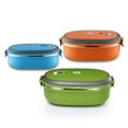 thumbnail image 3 of Stainless Steel Light Rectangle Thermal Insulation Lunch Box Student Office Worker Portable Thermal Box orange, 3 of 5
