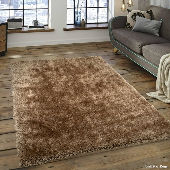 Allstar Beige High Density and High Quality High End Shaggy Area Rug. Very Soft Extra comfort (4' 11" x 7')