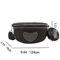 thumbnail image 4 of Bolsa De Pecho Bolso de pecho para mujer, riñonera con remaches de amor, bandolera de viaje (negro) Tmvgtek Para Estrenar, 4 of 4
