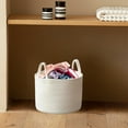 thumbnail image 5 of Leodye 1PCS Cotton Rope Woven Storage Basket Oval Snack Toy Storage Basket with Handles for Home Organizing -9.8×7.8×1.96inch, 5 of 6