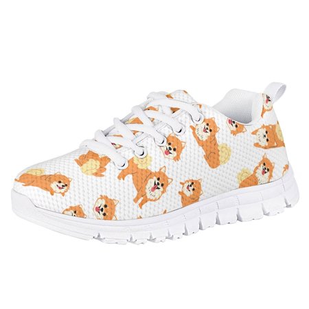 

Pzuqiu Kids Sneakers Corgi Dog Print Comfortable Sports Shoes Breathable Ultralight Air Mesh Shoes Lace-up Boys Girls Size 5